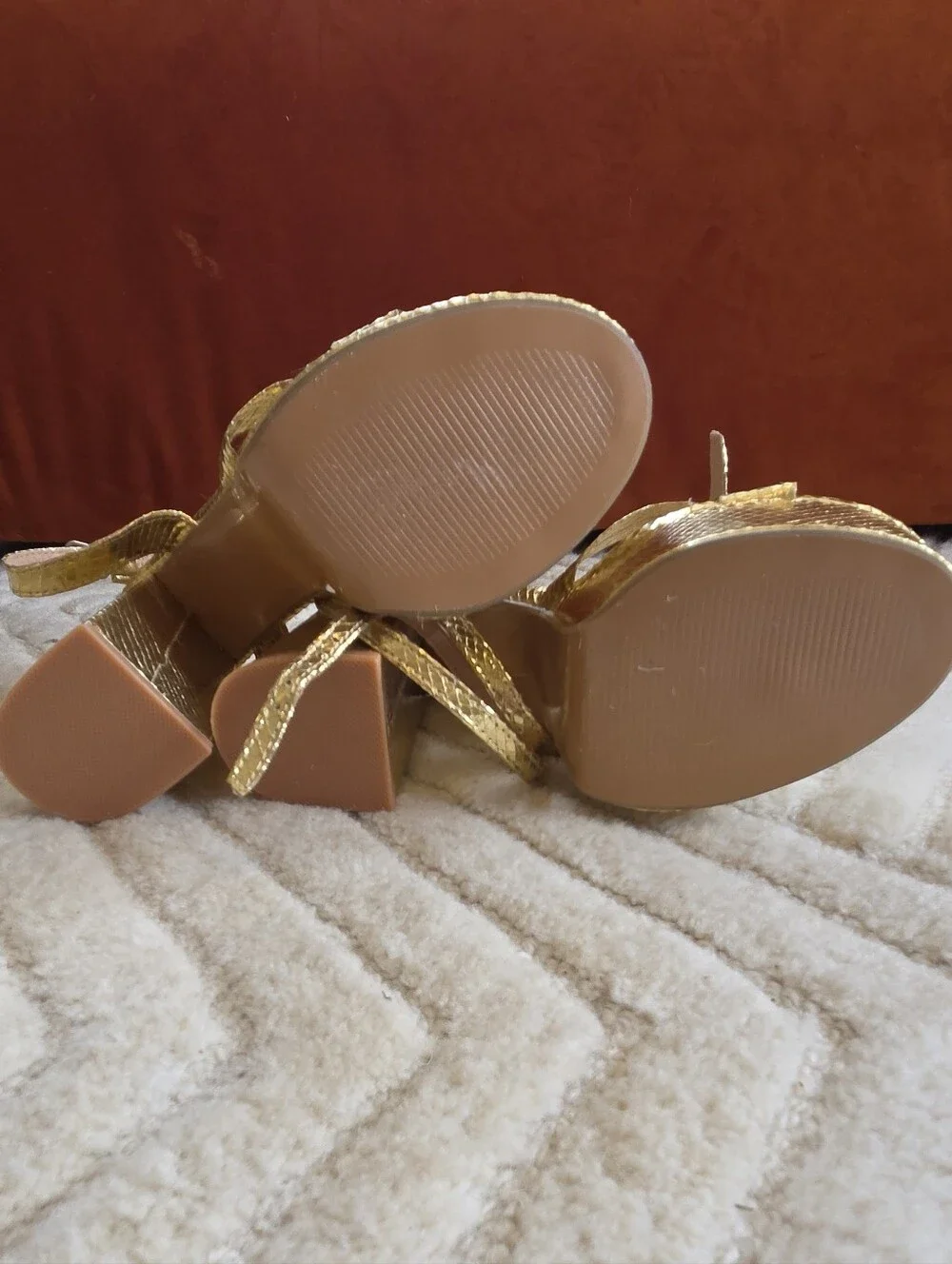 Gold Platform Heel Sandals - Women